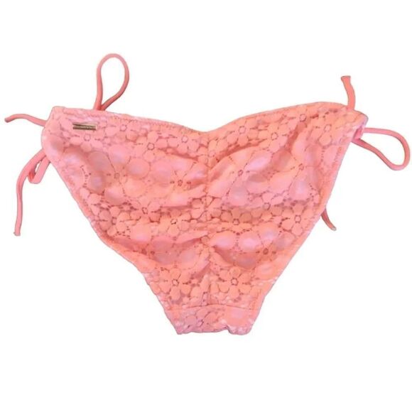 Victoria's Secret 2015 Floral Neon Crochet Side Ties Swim Bottoms Medium - Picture 7 of 13